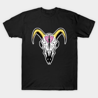 Rams Skull Illustration Mascot Pink Jewel Logo T-Shirt